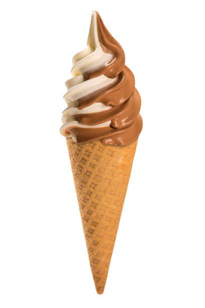 istock Vanilla and Chocolate soft ice cream waffled cone. 1315305668