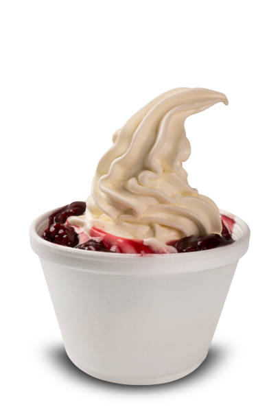 istock Ice cream with strawberry sauce. White background 1315306032