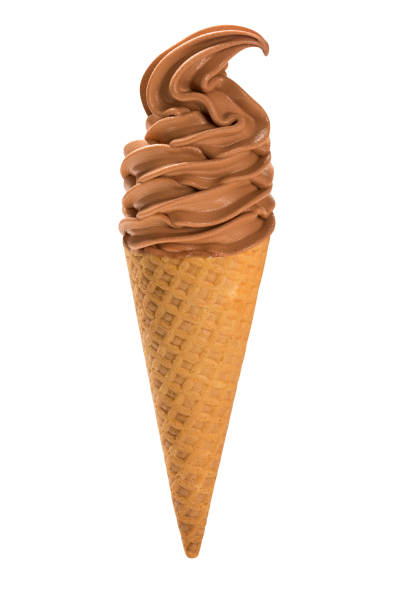 istock Chocolat soft ice cream waffled cone in white background. 1315306168