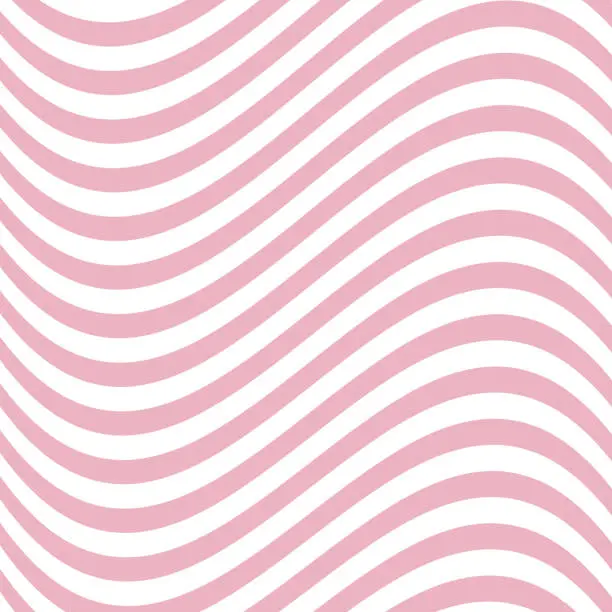 Vector illustration of Watercolor light pink striped background. Curved line pattern.