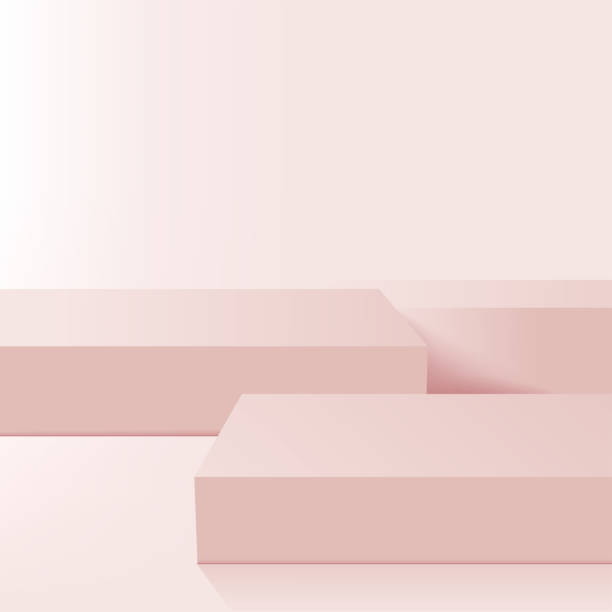 istock Abstract background with pink color geometric 3d podiums. Vector illustration 1315308795
