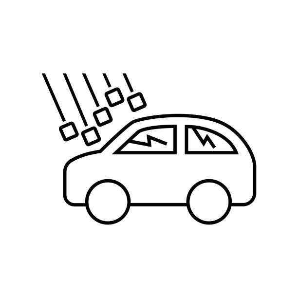 Car hail damage icon Car hail damage vector icon symbol design car hailstorm stock illustrations