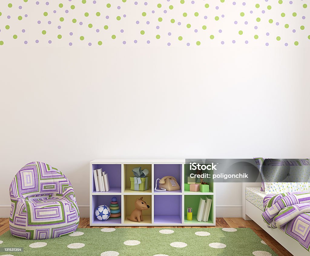 Interior of playroom. Colorful playroom interior. 3d render. Playroom Stock Photo