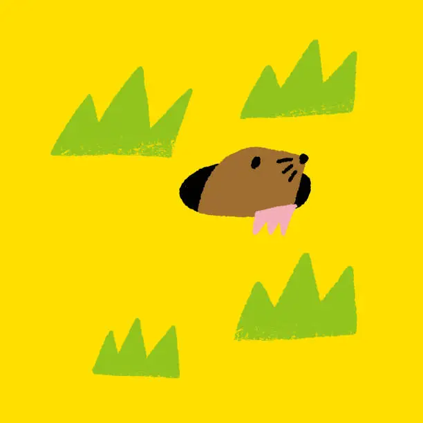 Vector illustration of Mole that comes out of the hole