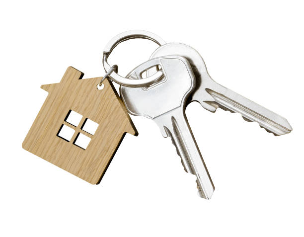 House Keys With House Shaped Keychain Isolated On White Background Stock  Photo - Download Image Now - iStock
