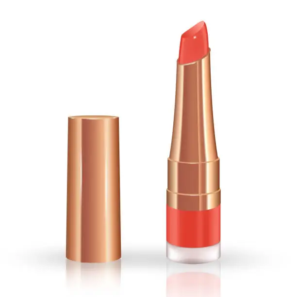 Vector illustration of Make-up set for lips with realistic liquid lipstick container.