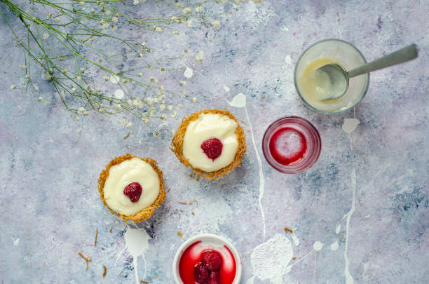istock Raspberry with pudding on a bed of kadayif 1315321211