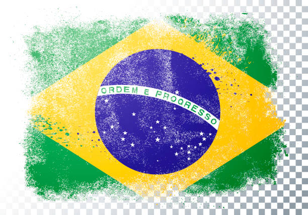 wektor ilustracja grunge flaga brazylii - brasil flag stock illustrations