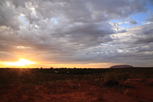 Sunrise in desert sands, Central Australia.