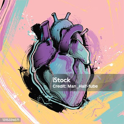istock Human Heart pop art painting style 1315334071
