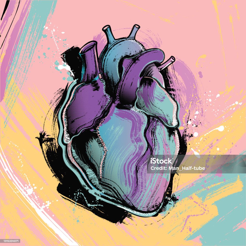 Human Heart Pop Art Painting Style Stock Illustration - Download Image Now  - Heart - Internal Organ, Heart Shape, Street Art - iStock