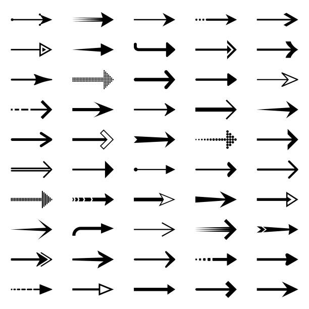 Arrows Set of black arrows. Vector design elements, different shapes. thin stock illustrations