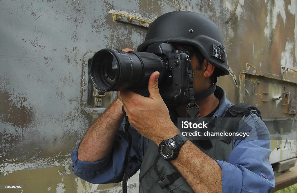 Prensa fotoperiodista fotógrafo - Foto de stock de Guerra libre de derechos