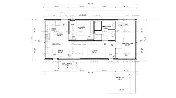 3d illustration of an architectural plan drawing of a small summer house. Technical drawing with dimensions and annotations. Black and white image. floor plan blueprint stock pictures, royalty-free photos & images