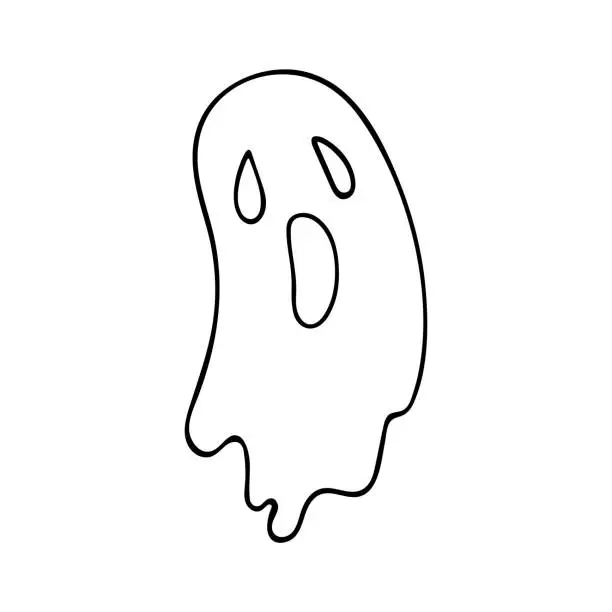 Vector illustration of Ghost icon in outline style isolated on white background.