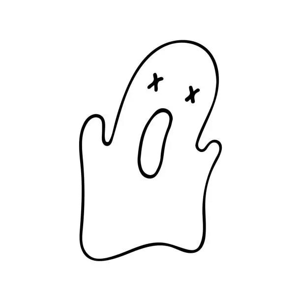 Vector illustration of Ghost, hand drawn outline vector illustration in doodle style. Isolated on white background.