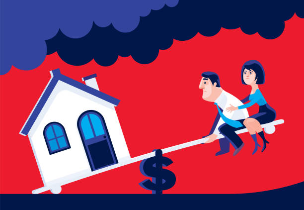 ilustrações de stock, clip art, desenhos animados e ícones de couple with housing problems - ansiedade financeira