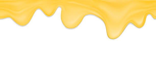 Realistic vector seamless border of melted cheese or cheese fondue Realistic vector seamless border of melted cheese or cheese fondue isolated on a white background cheese stock illustrations