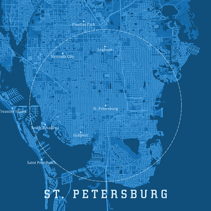 St Petersburg FL City Vector Road Map Blue Text