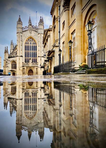 reflexo da abadia do banho - bath abbey - fotografias e filmes do acervo