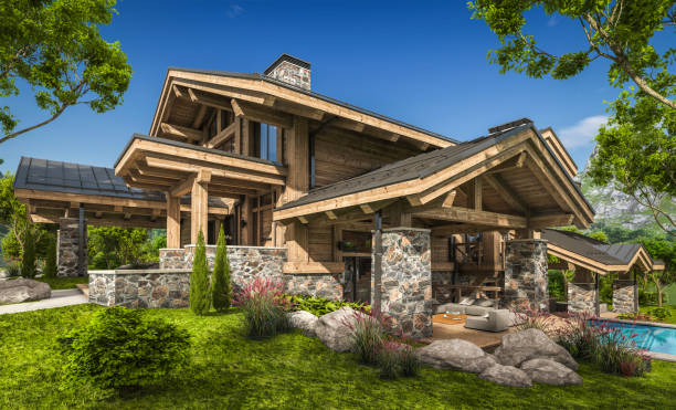 istock 3d rendering of modern cozy chalet 1315378328