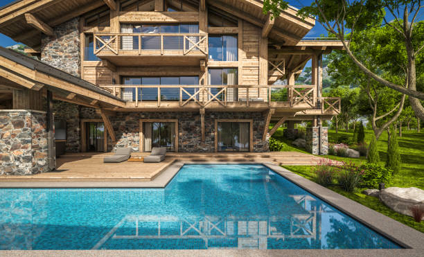 istock 3d rendering of modern cozy chalet 1315378472