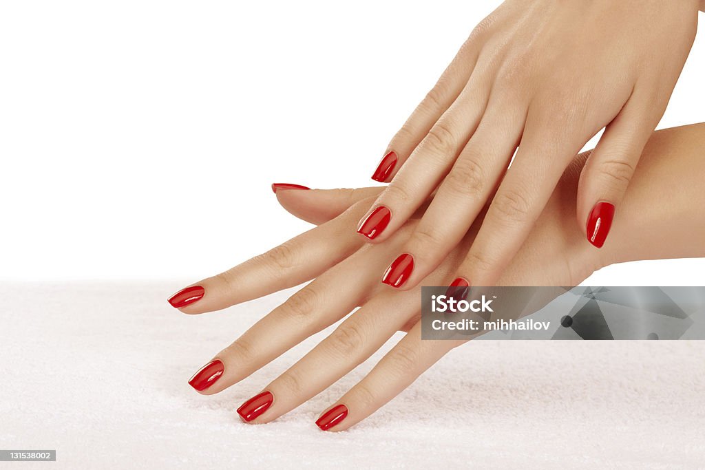 Vermelho as unhas - Royalty-free Adulto Foto de stock