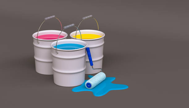 istock buckets of paint  - 3D rendering 1315380805