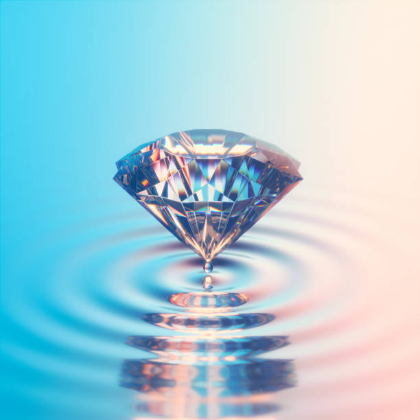 Diamond above the water - 3d rendering