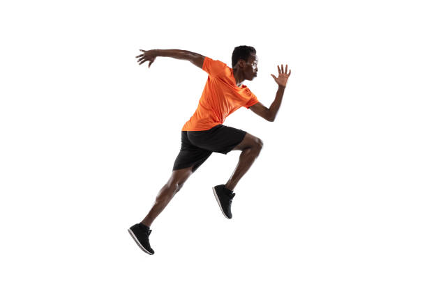 istock One young African-American man, athlete isolated over white background. 1315389057