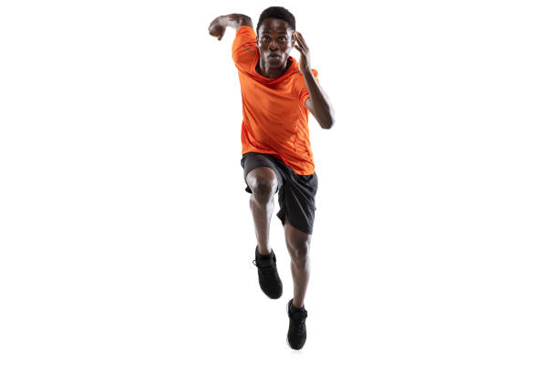 istock One African-American man, athlete posing isolated over white background. 1315389069