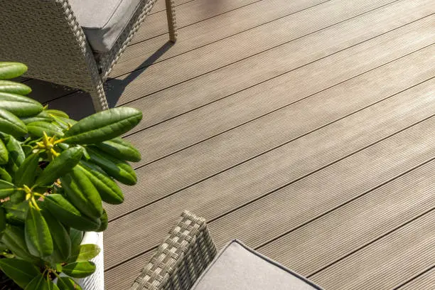 Photo of wpc terrace. wood plastic composite decking boards