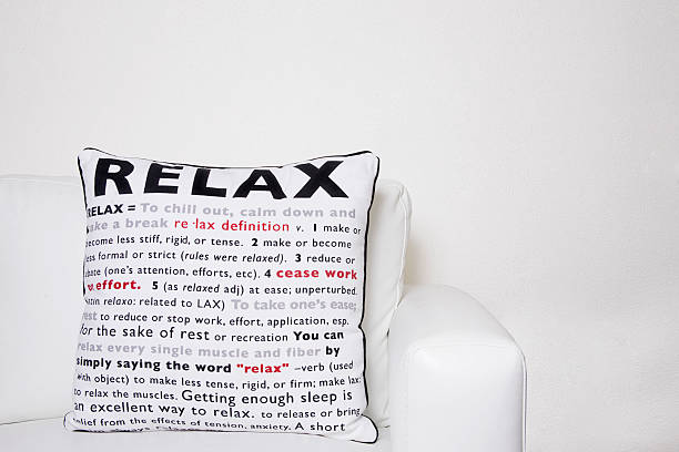 modern cushion on white lounge with copy space stock photo