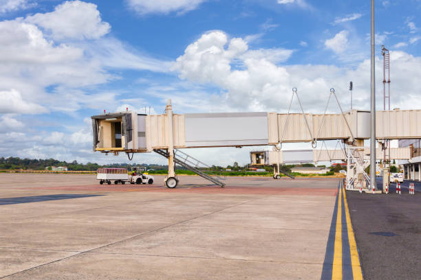 Jetway waiting for a plane to arrive on airport, Ubon Ratchathani Province, Thailand