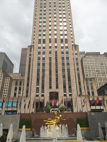 Image of the facade of the Rockefeller Center Building in New York. The image was taken in the city of New York during August 2018.