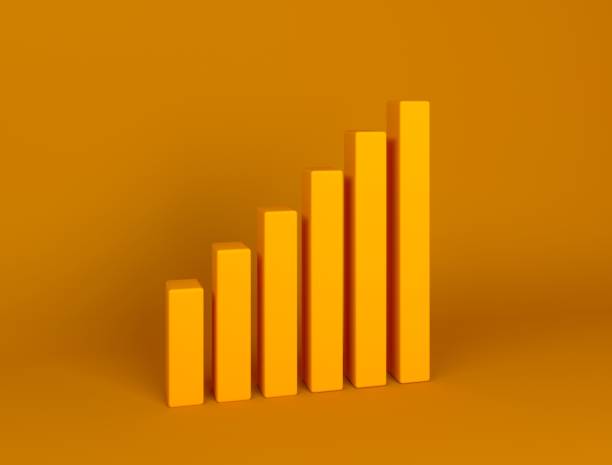 istock Growing up chart with copy space. Minimal 3d scene from geometric shapes. The concept of increasing profits, achieving goals, forecasting the growth of shares and earnings. 3D rendering 1315404948