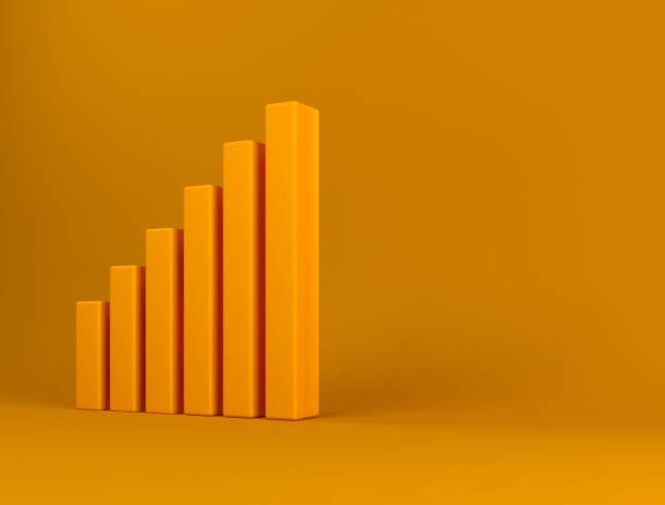 istock Growing chart with copy space. Business graph on a bright background. Finance and profit growth concept. Growth of statistics upwards. Forecasting stocks, achieving goals and earnings. 3D rendering 1315404949