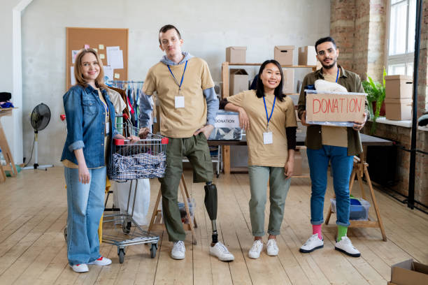 istock A group of people with donation clothes 1315406549