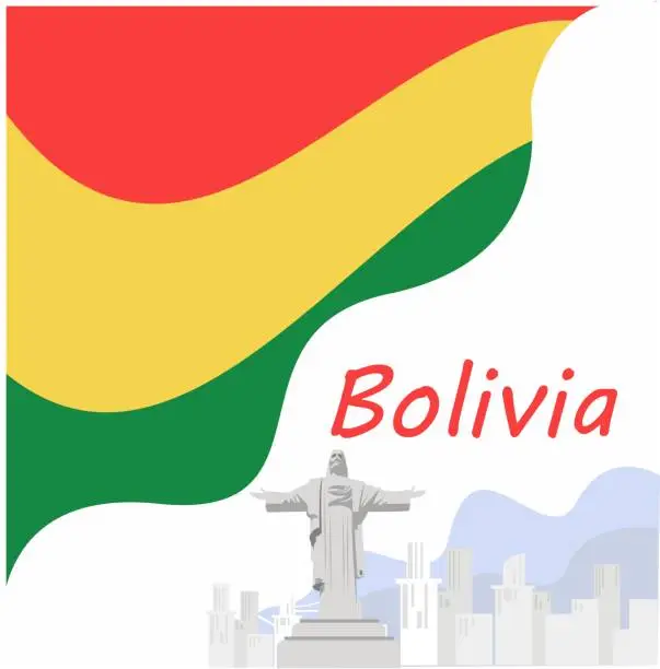 Vector illustration of Bolivian landmark with Christ of Peace statue