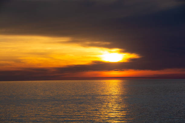 istock Beautiful dusk sea and orange sky 1315413700