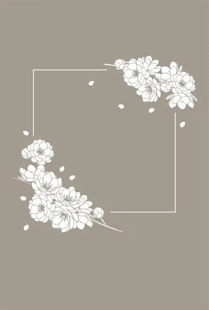 Vector illustration of Flowers, florals, frames, simple, invitations