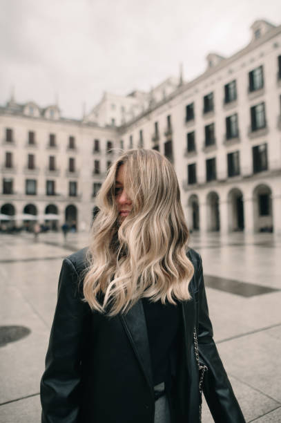 A young woman with beautiful bleached hair