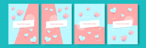 赤、ピンク、白のハートはテンプレートセットが大好きです。ベクターの図。バレンタインデーのボーダーやフレームデザインのためのペーパーカットの装飾。グリーティングカード、誕生� - gift greeting card birthday card red点のイラスト素材／クリップアート素材／マンガ素材／アイコン素材
