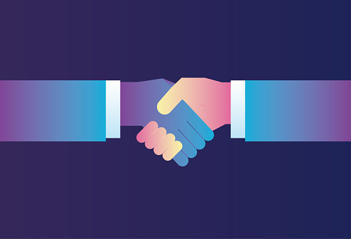 Handshake icon, co-development concept illustration