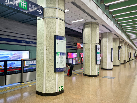 April 24, 2021:  Beijing Subway Line 2 GULOUDAJIE Station Platform