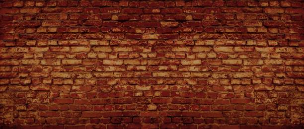 istock Red brick wall wide texture. Old rough brickwork panorama. Retro grunge large background 1315427724