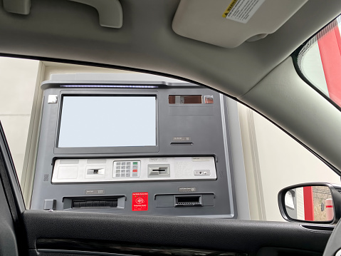 Looking at a Drive-thru ATM Machine from a car