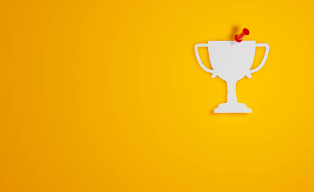 Pin Paper Trophy Symbol on Yellow Background