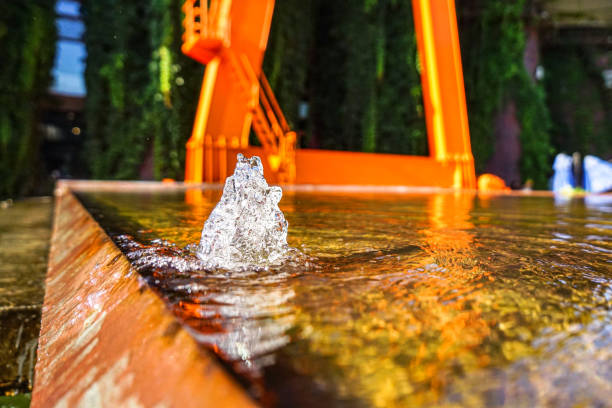 This fountains and garden pond in a public park invite you to relax
