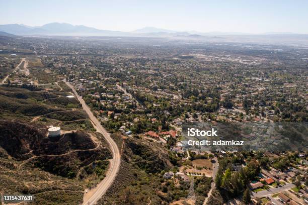 Aerial Image From Mt Baldy Area Stock Photo - Download Image Now - San Bernardino County, Claremont - California, Mountain